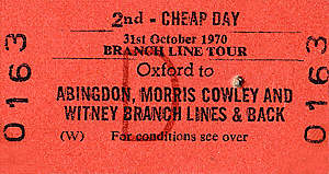 'Witney Wanderer' ticket- the last train to traverse the Witney Railway - 31 October 1970